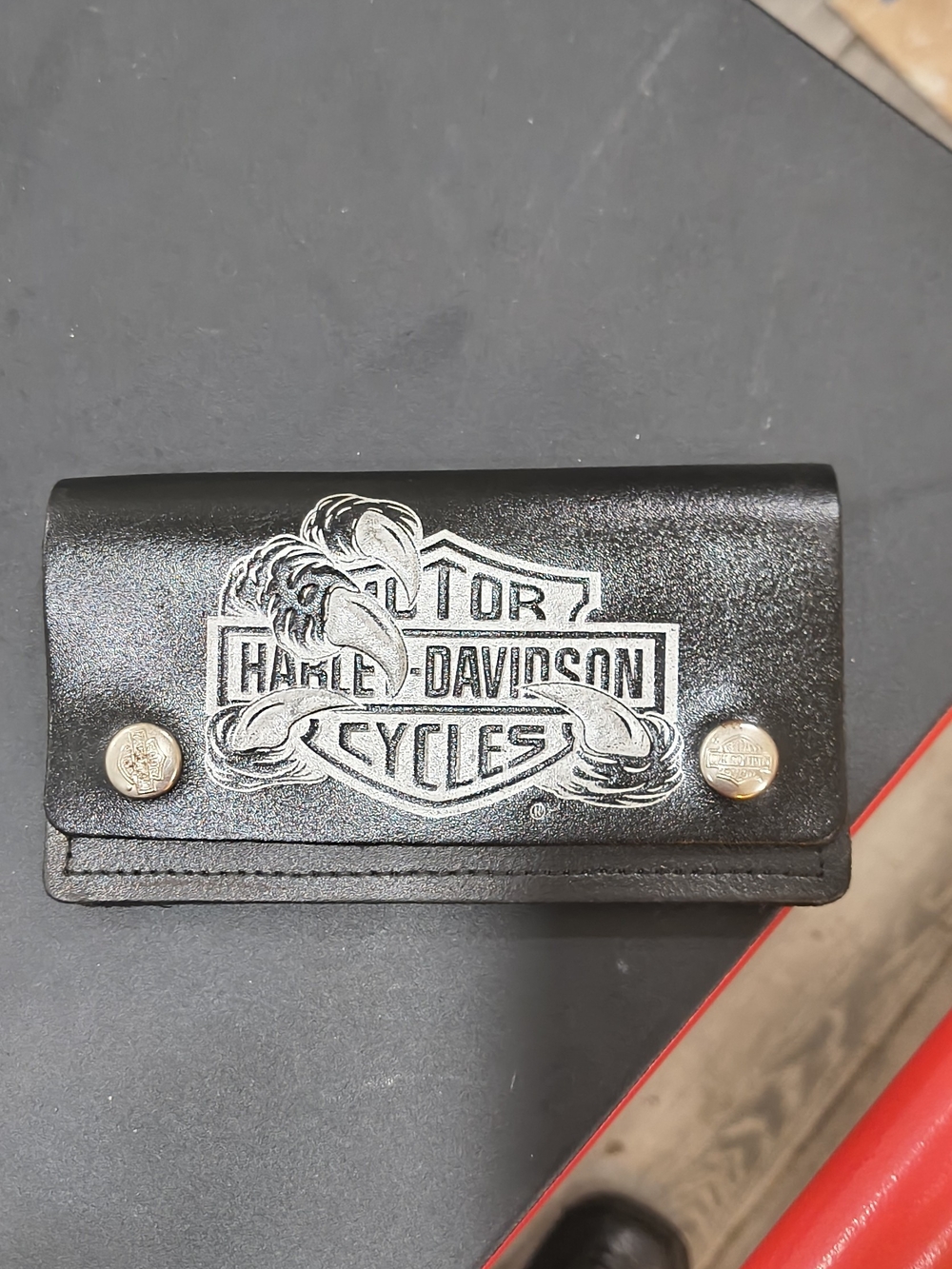 Harley-Davidson Black Leather Trifold Wallet with Logo